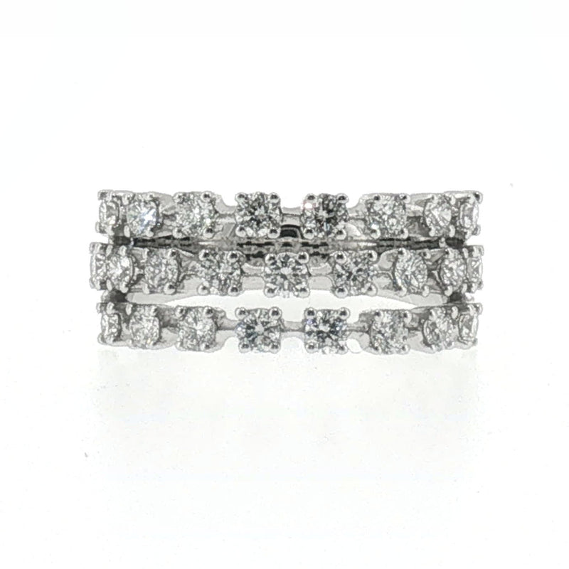 Three-Row Diamond Multi-Stone Ring in White Gold