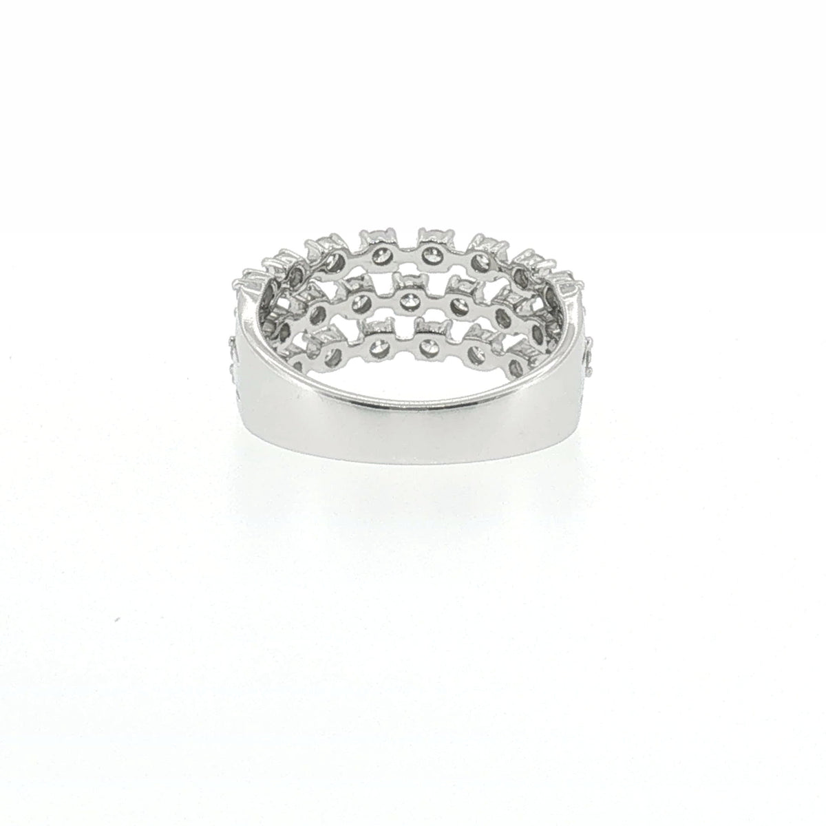 Three-Row Diamond Multi-Stone Ring in White Gold