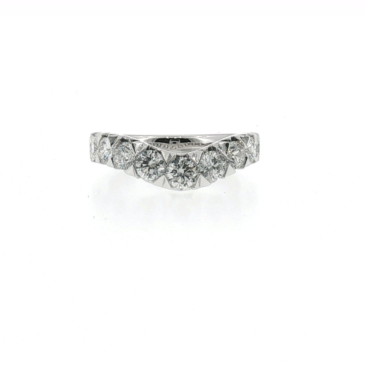 Curved Diamond Wedding Band in White Gold