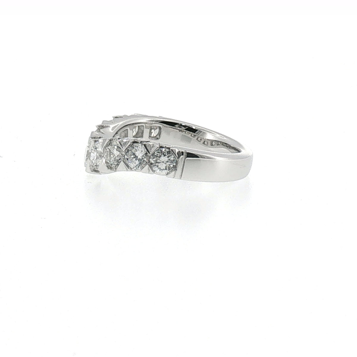 Curved Diamond Wedding Band in White Gold