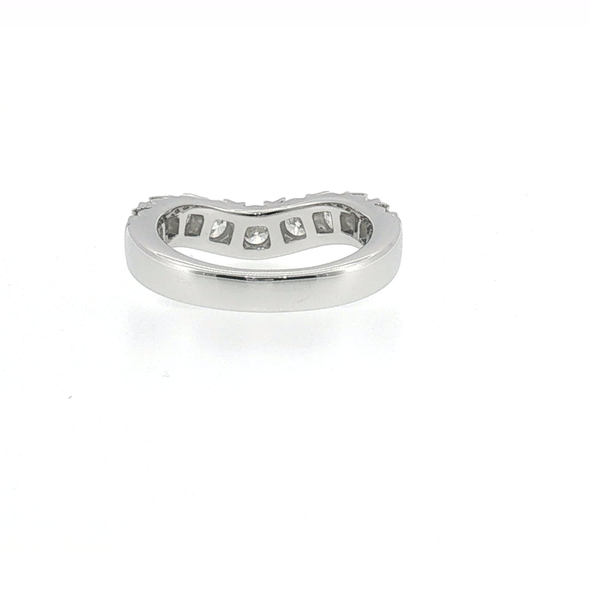 Curved Diamond Wedding Band in White Gold