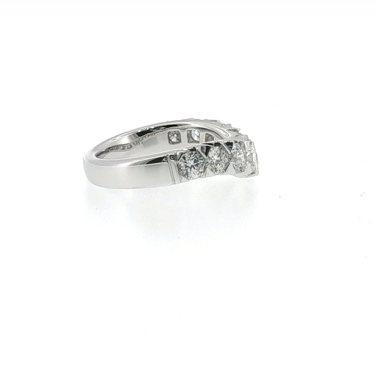 Curved Diamond Wedding Band in White Gold