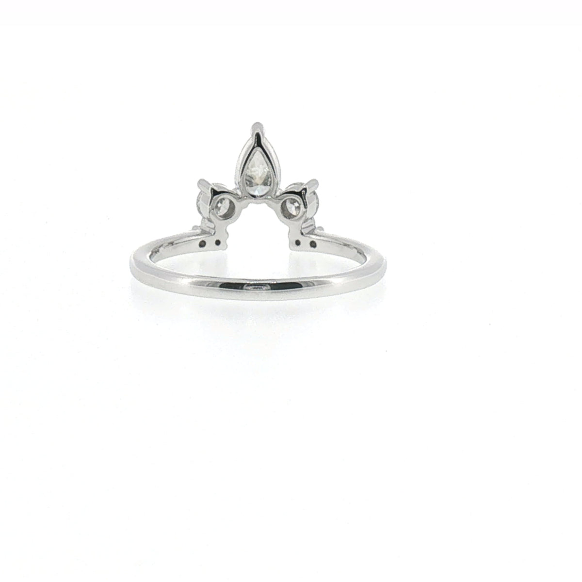 Pear and Round Diamond Curved Stacking Ring in White Gold