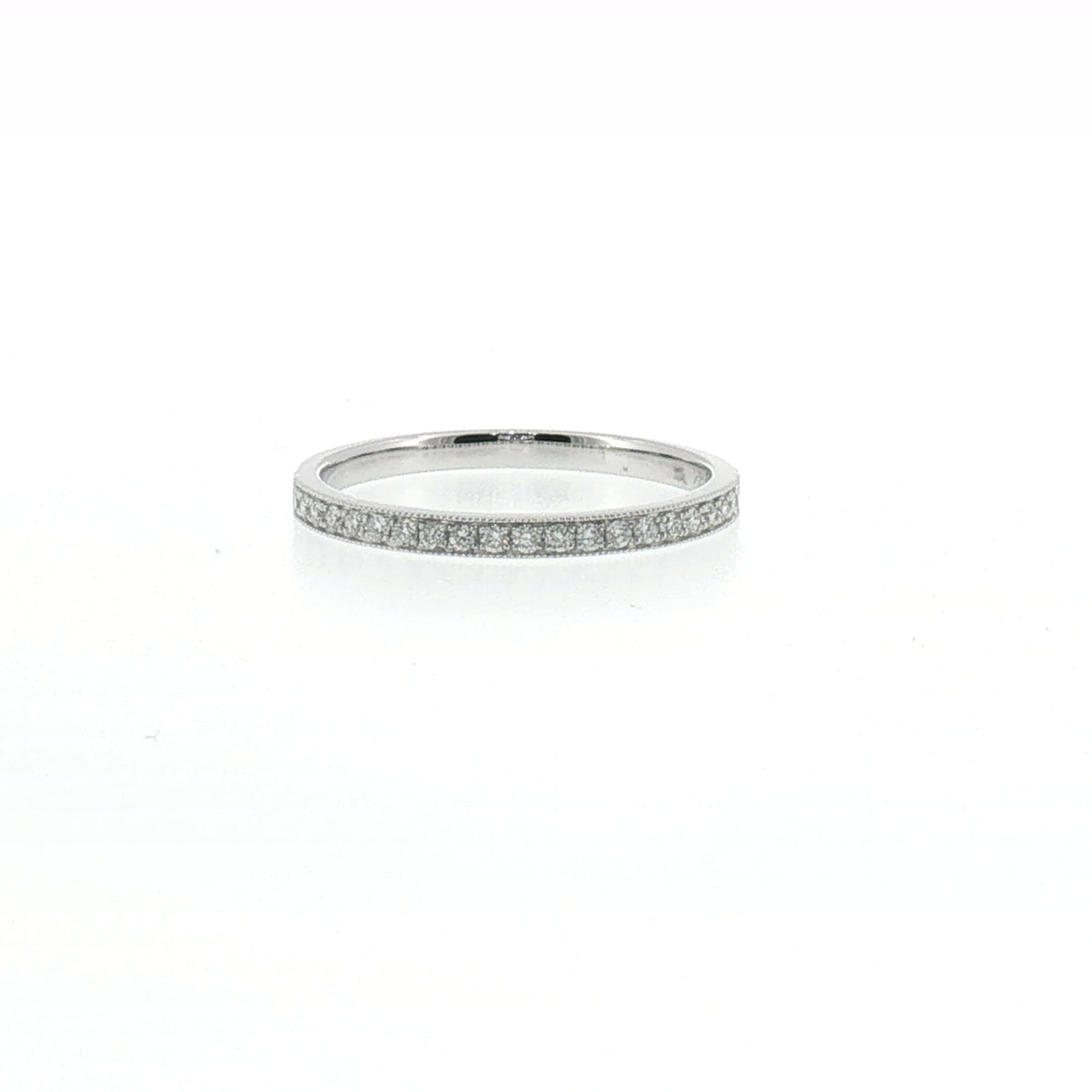 Milgrain Pave Set Diamond Ring in White Gold