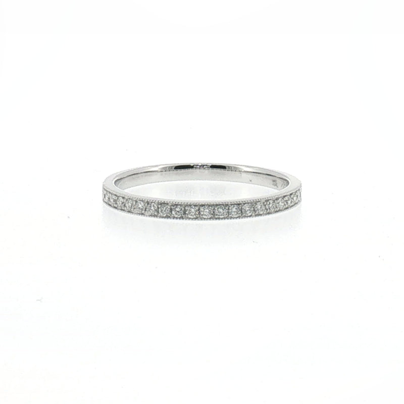Milgrain Pave Set Diamond Ring in White Gold