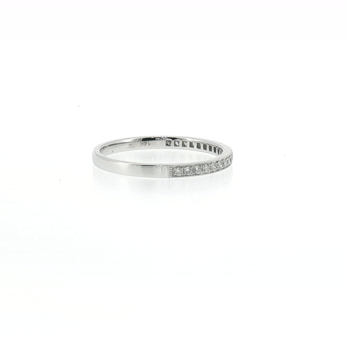 Milgrain Pave Set Diamond Ring in White Gold