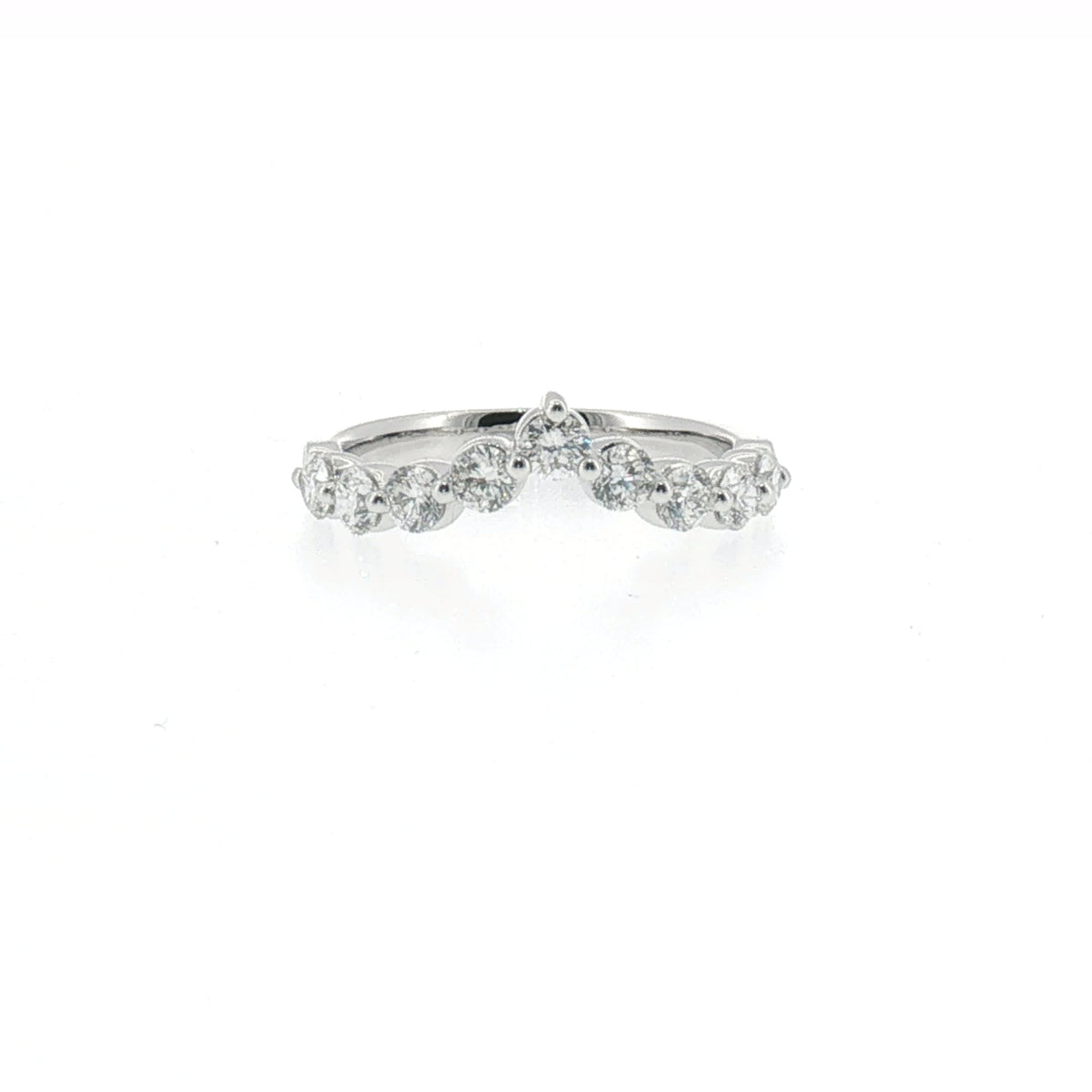 Chevron Diamond Wedding Ring in White Gold