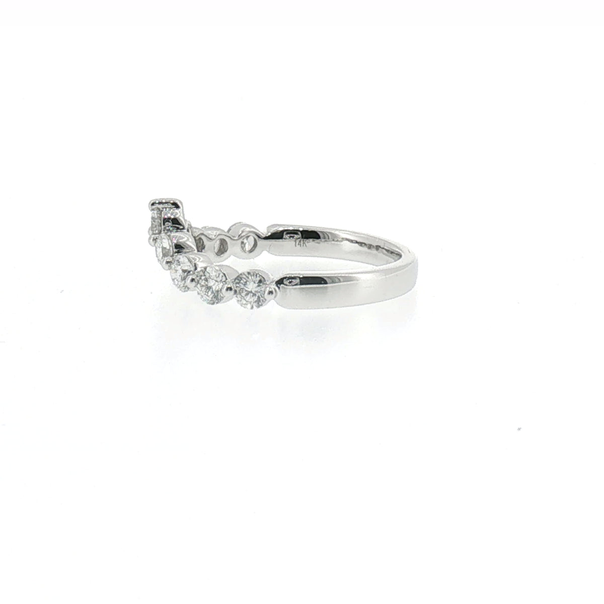 Chevron Diamond Wedding Ring in White Gold