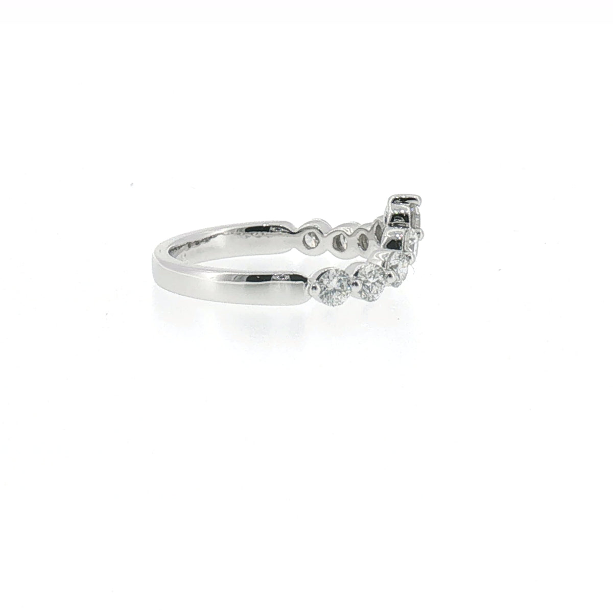 Chevron Diamond Wedding Ring in White Gold
