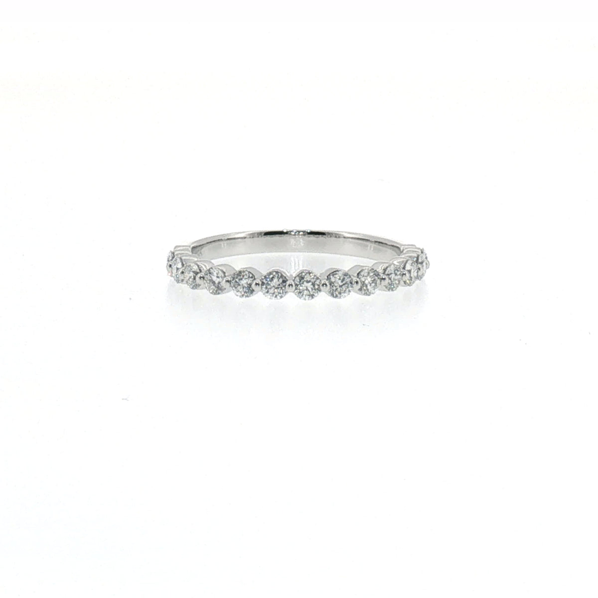 Diamond Half-Eternity Single Prong Ring in White Gold