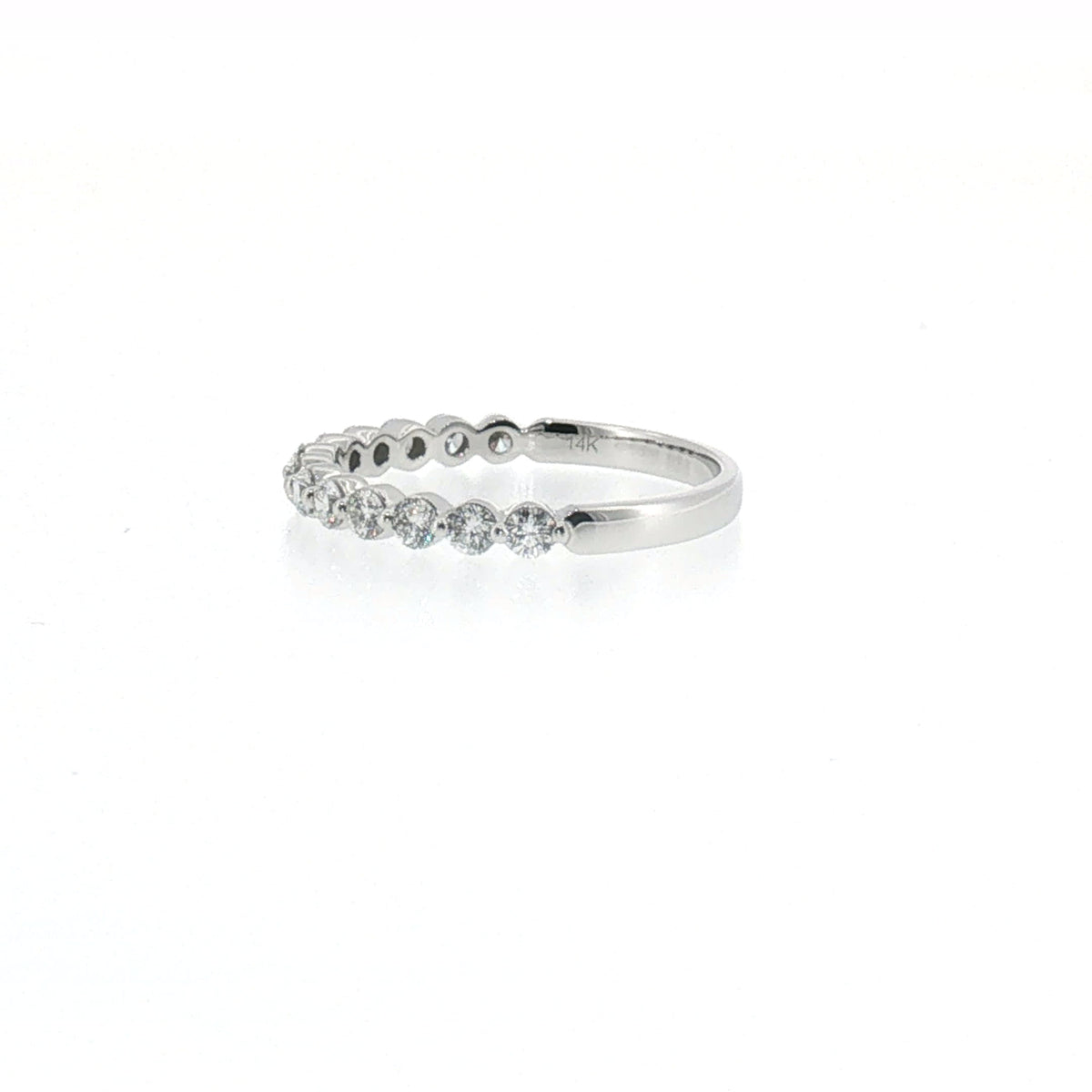 Diamond Half-Eternity Single Prong Ring in White Gold