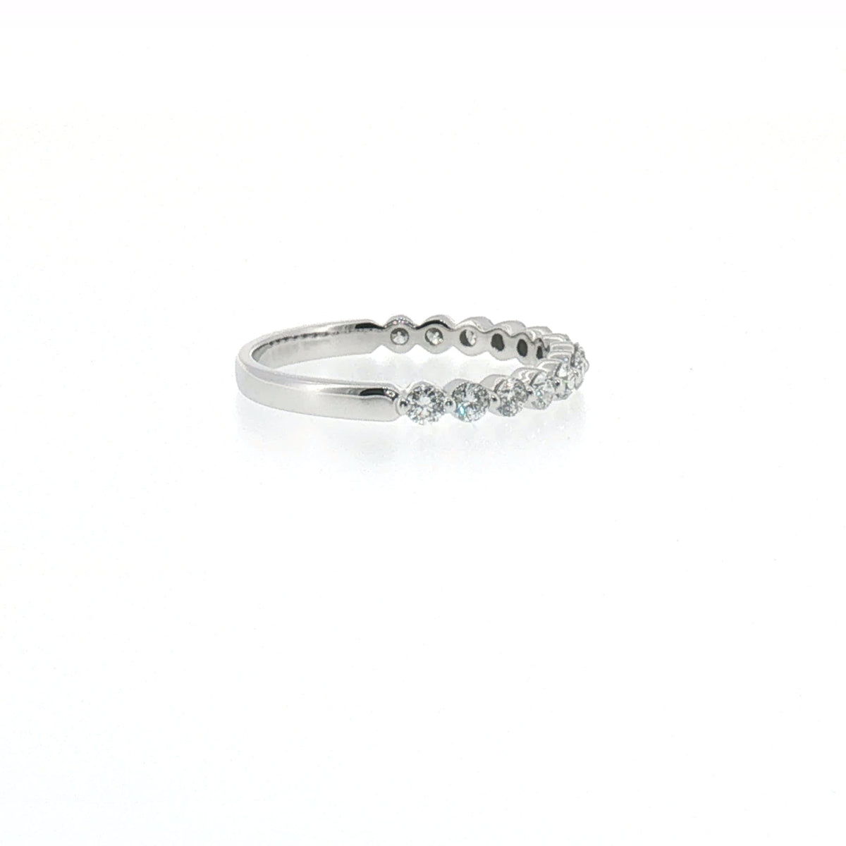 Diamond Half-Eternity Single Prong Ring in White Gold