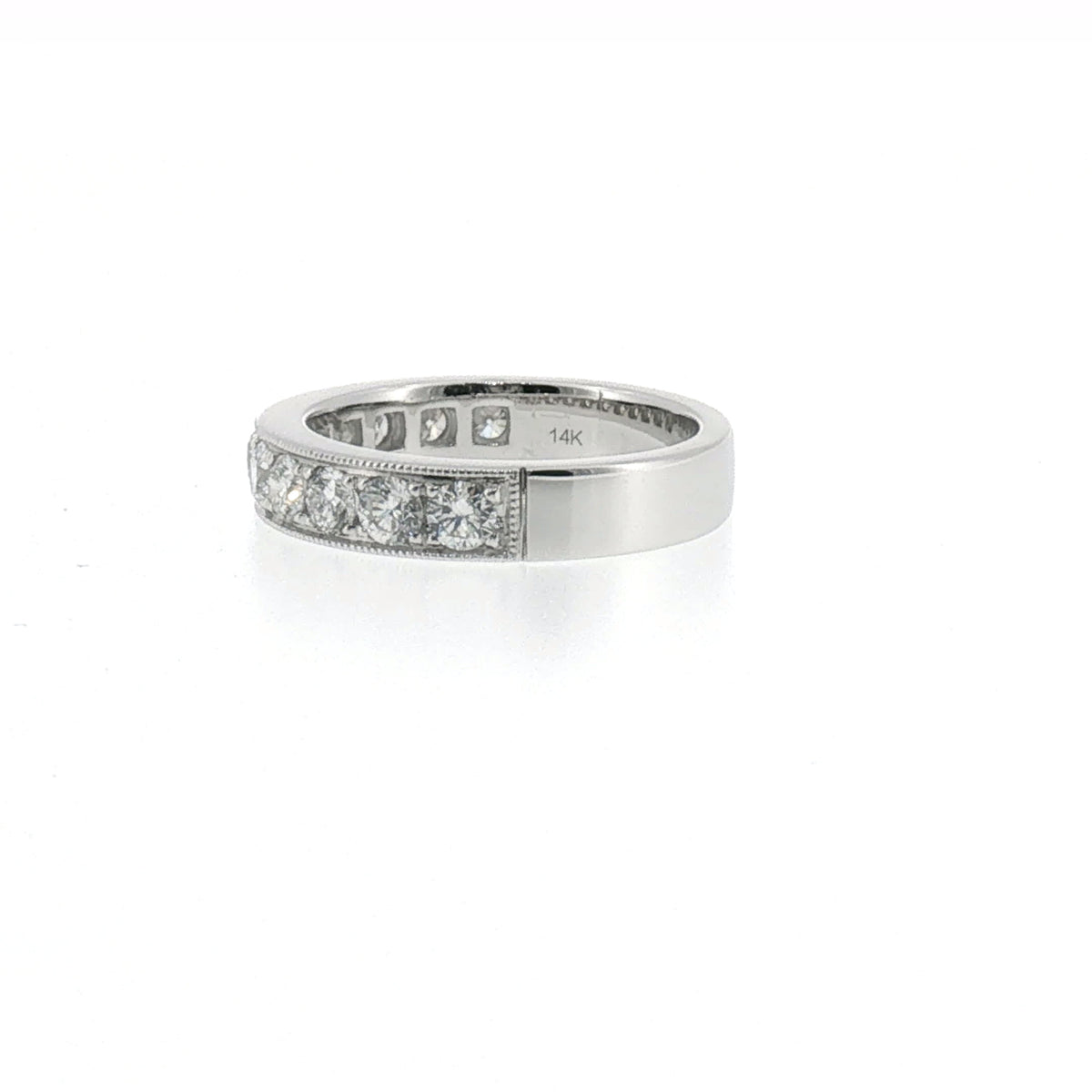 Milgrain Diamond Ring in White Gold