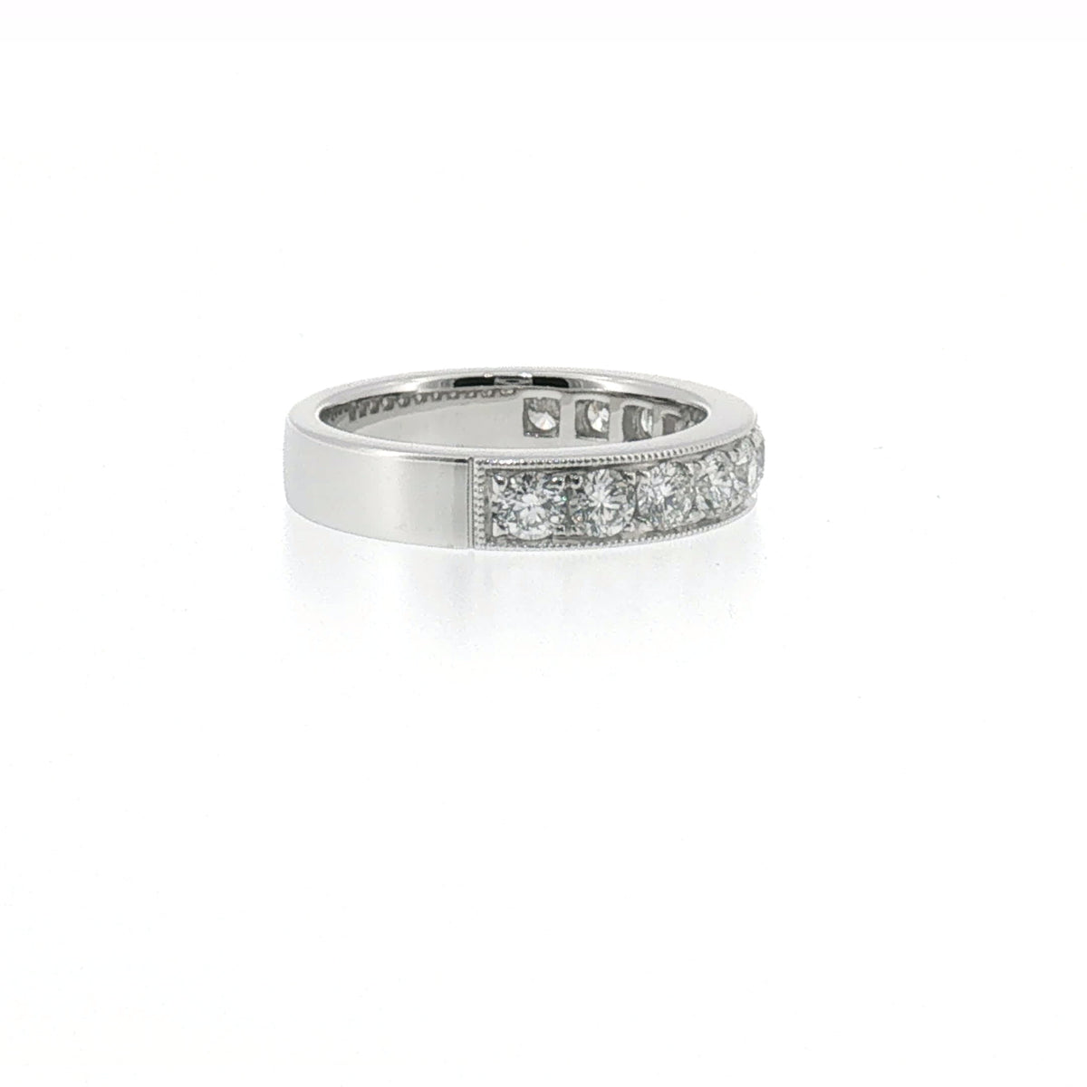 Milgrain Diamond Ring in White Gold
