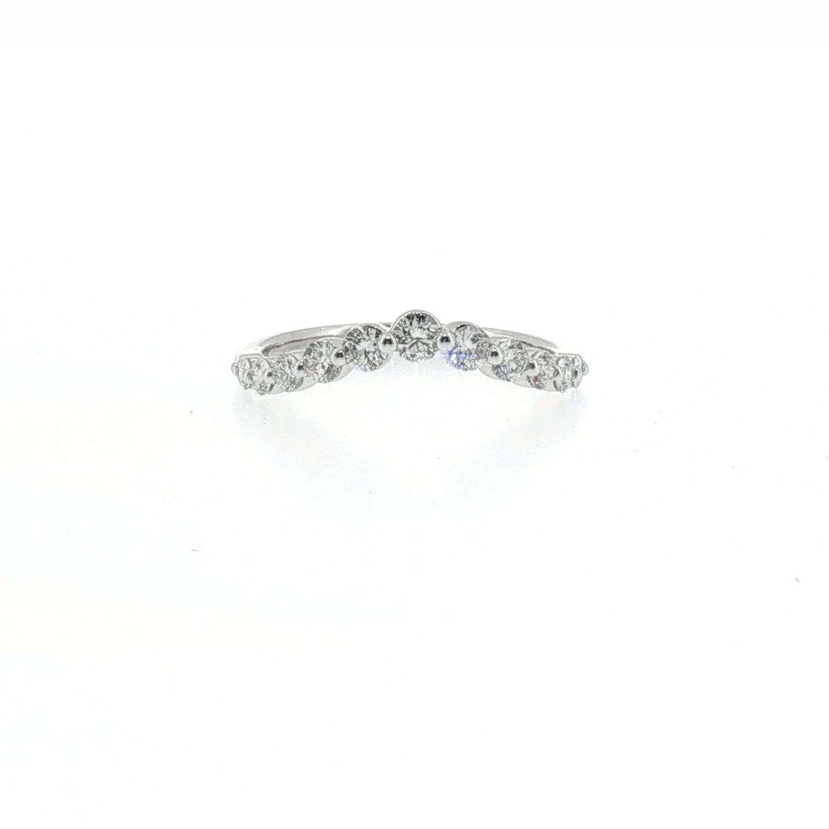 White Gold Curved Diamond Wedding Band
