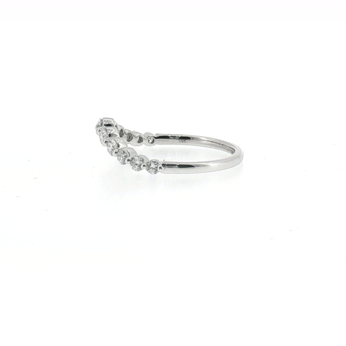 White Gold Curved Diamond Wedding Band