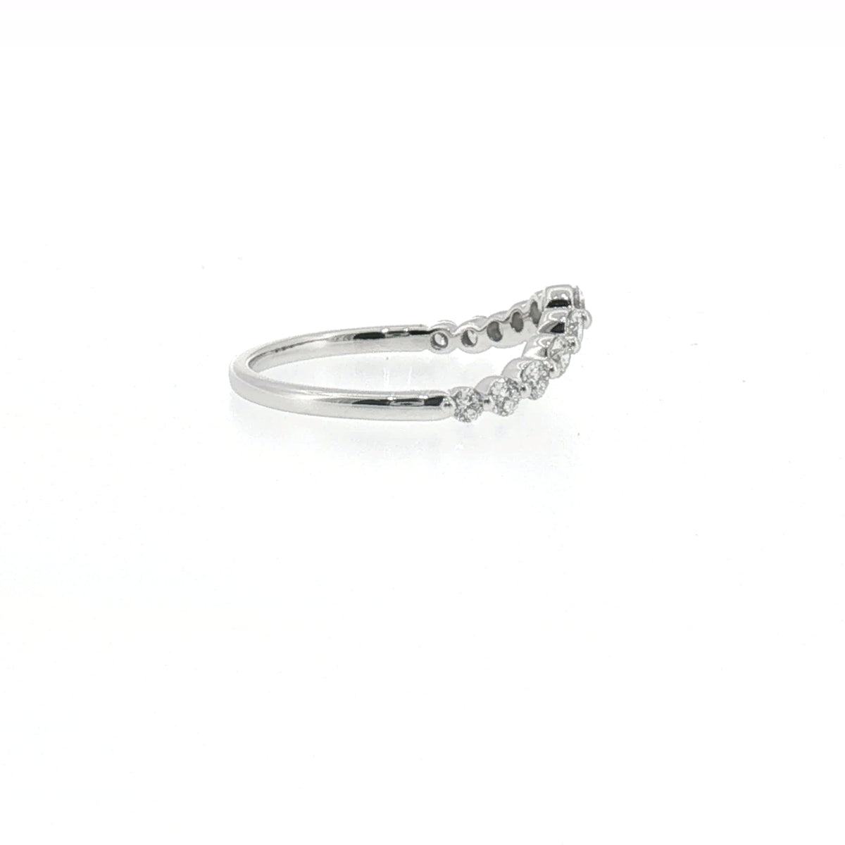 White Gold Curved Diamond Wedding Band