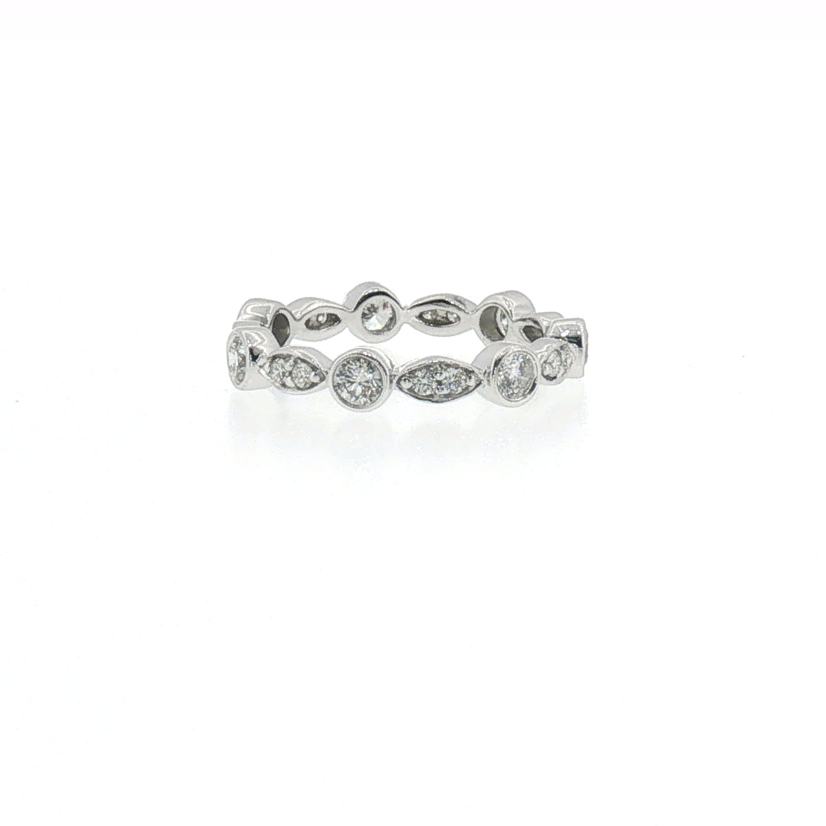 Diamond Alternating Round and Marquise Eternity Ring in White Gold