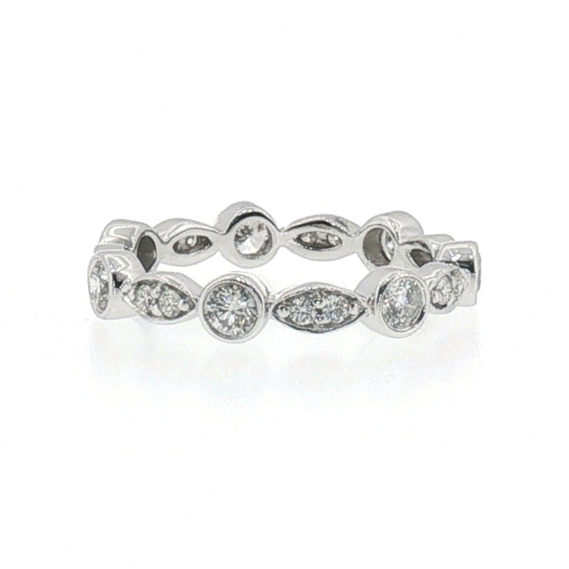 Diamond Alternating Round and Marquise Eternity Ring in White Gold