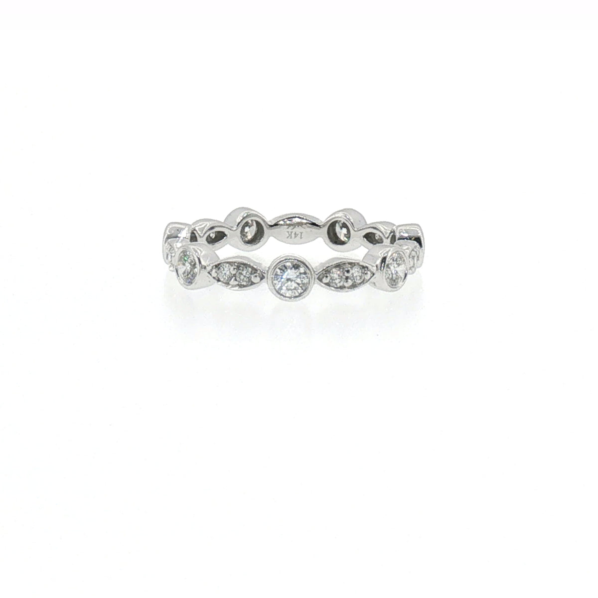 Diamond Alternating Round and Marquise Eternity Ring in White Gold