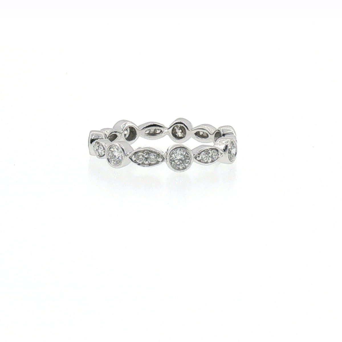 Diamond Alternating Round and Marquise Eternity Ring in White Gold