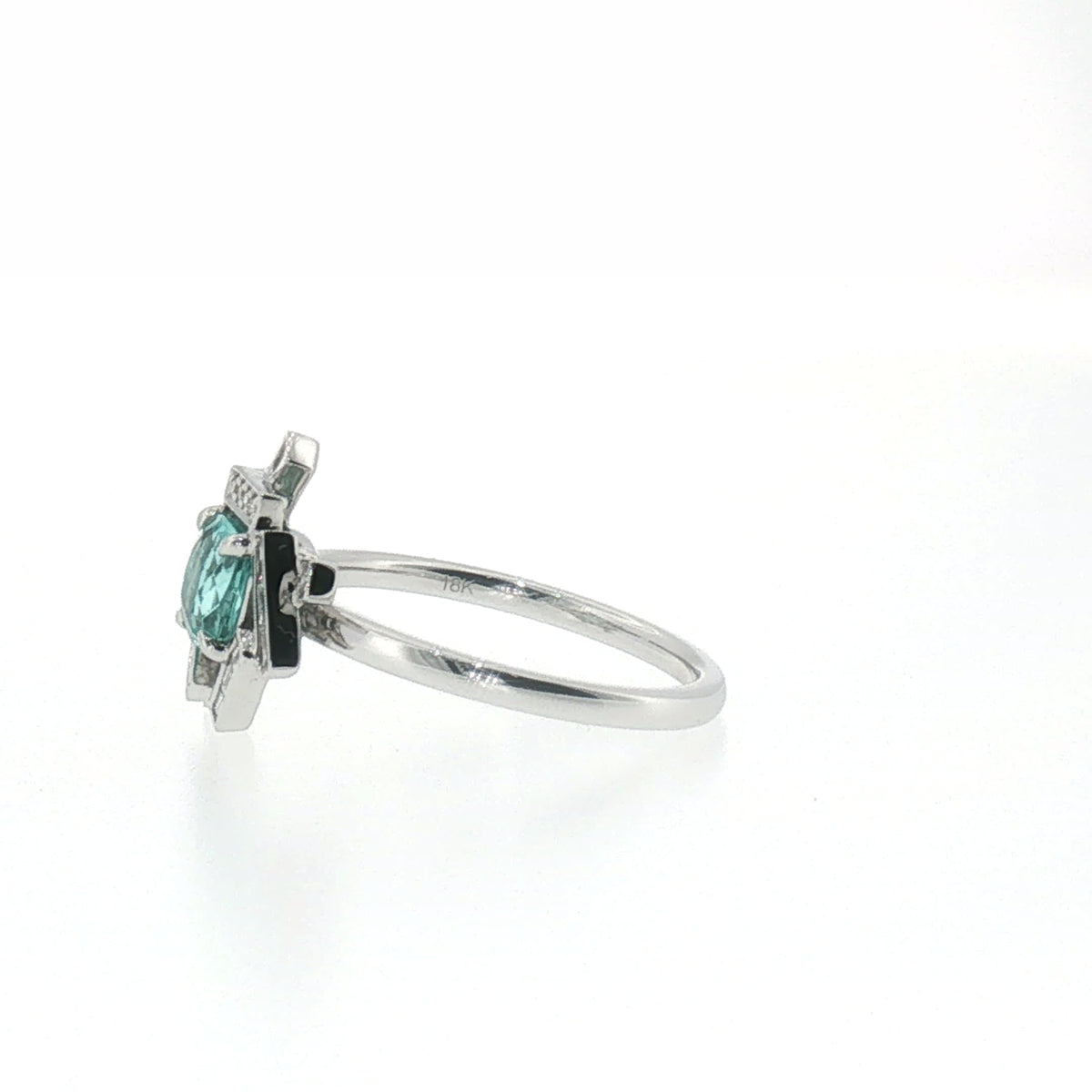 Geometric Greenish-Blue Tourmaline Cocktail Ring in White Gold