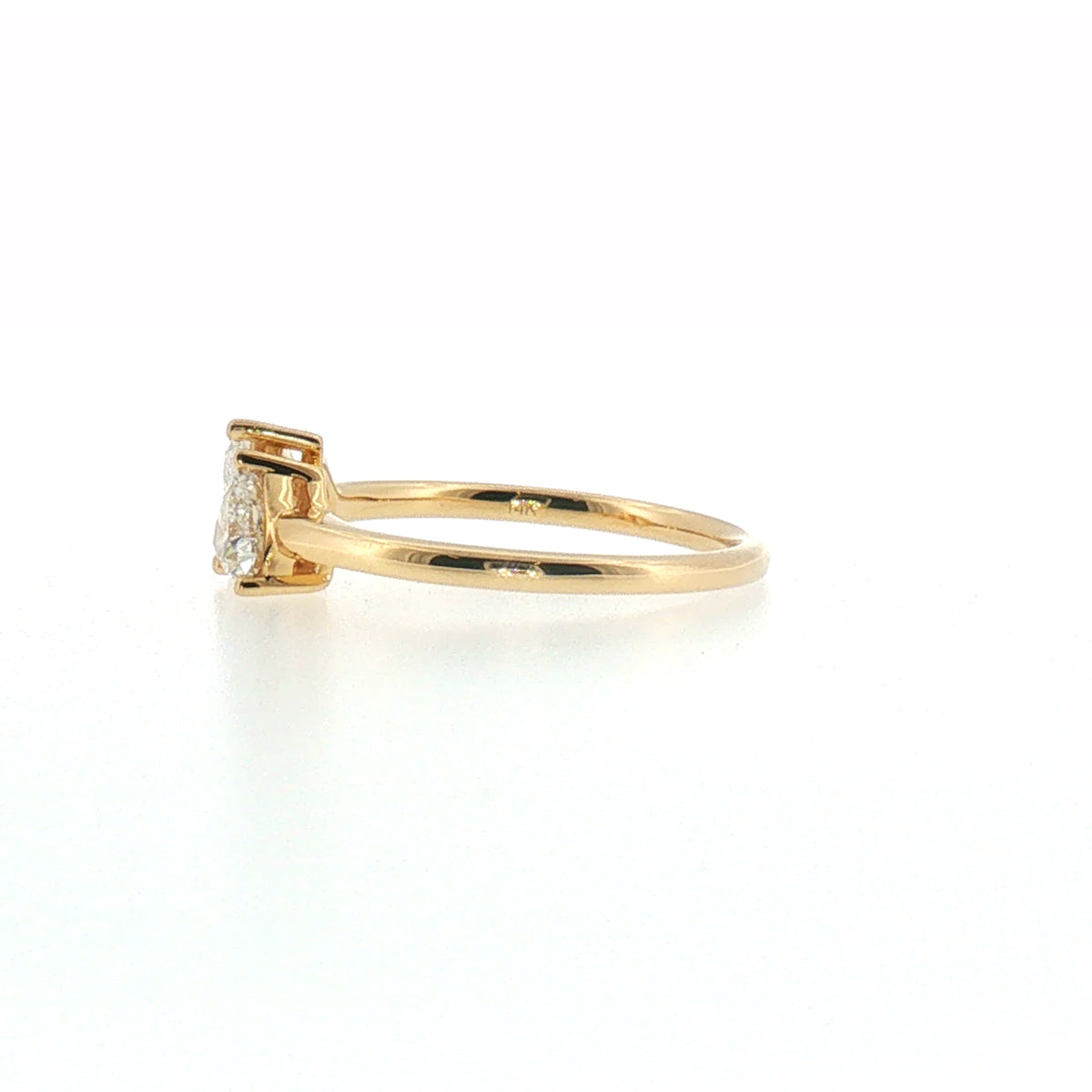 Pear and Heart Diamond Two-Stone Yellow Gold Ring