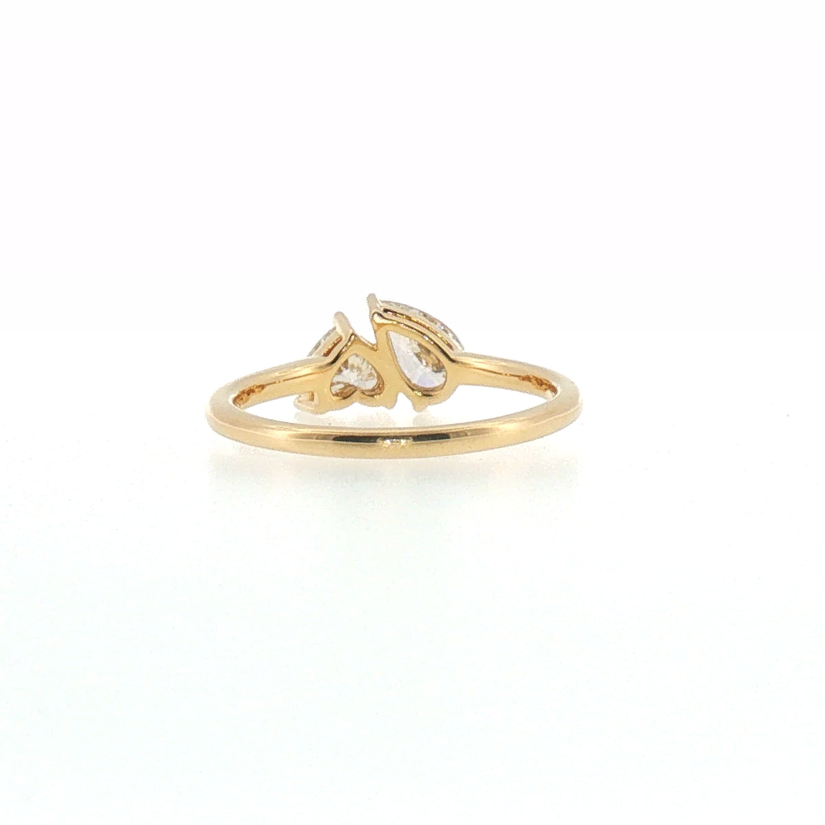 Pear and Heart Diamond Two-Stone Yellow Gold Ring