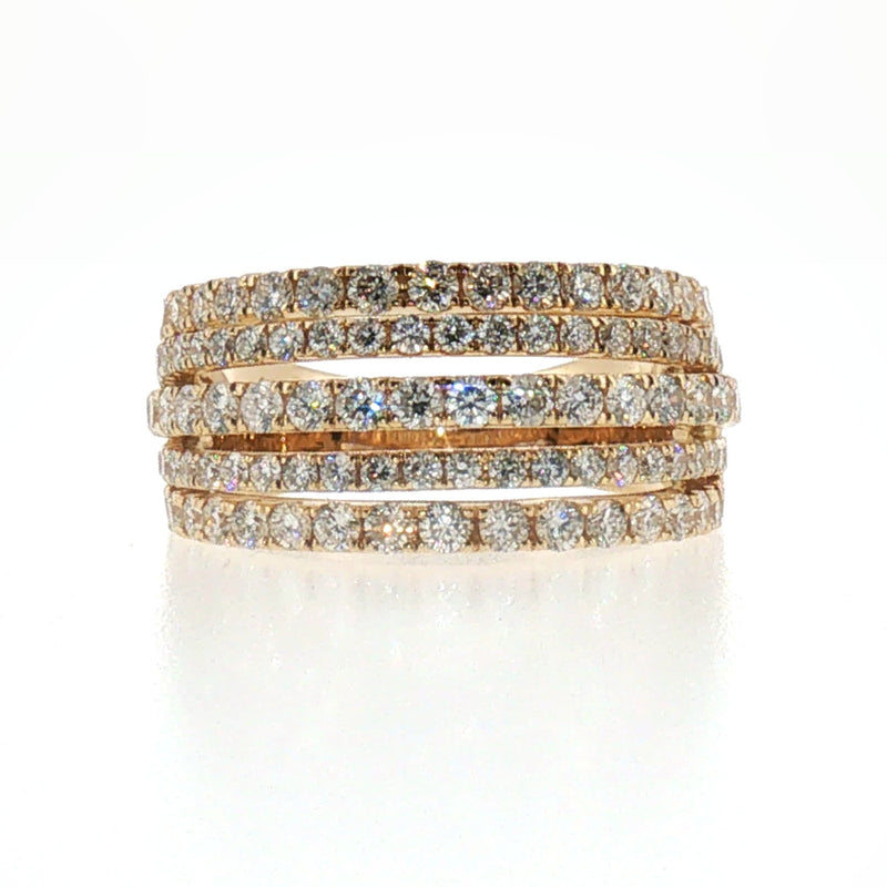 Multi-Row Diamond Stackable Ring in Yellow Gold
