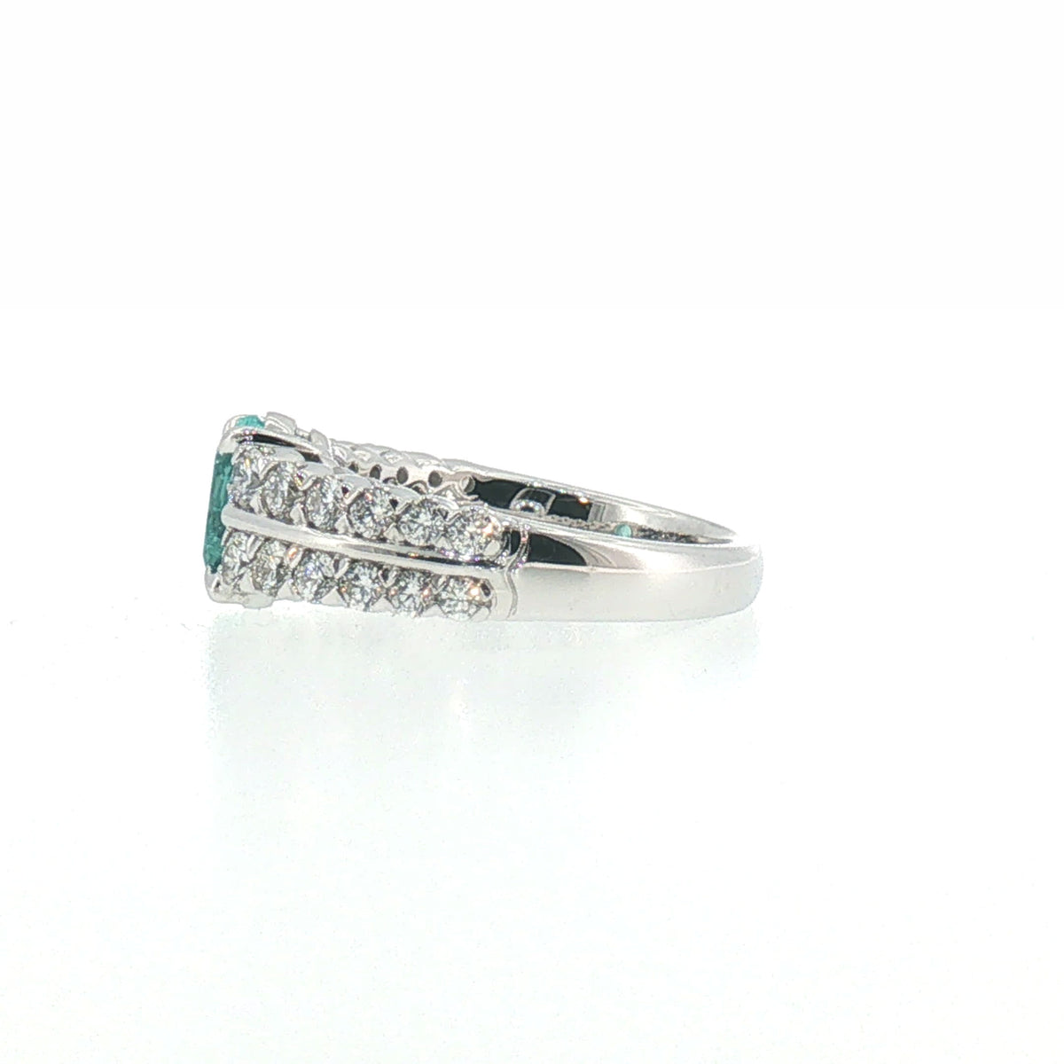Oval Greenish-Blue Tourmaline Multi-Stone Ring in White Gold
