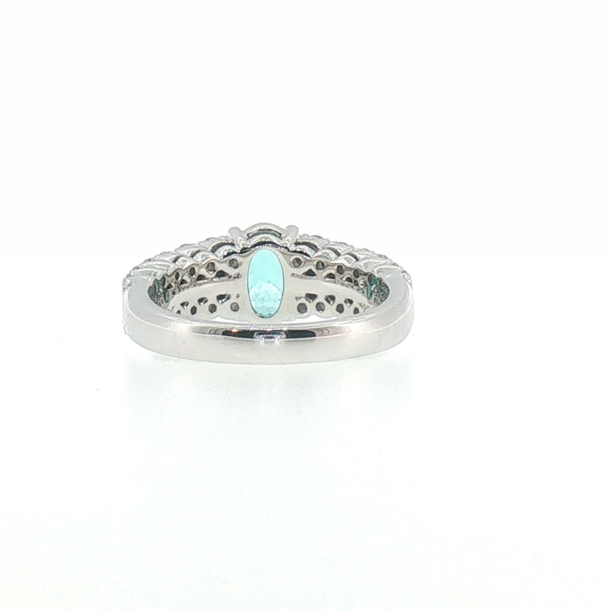 Oval Greenish-Blue Tourmaline Multi-Stone Ring in White Gold