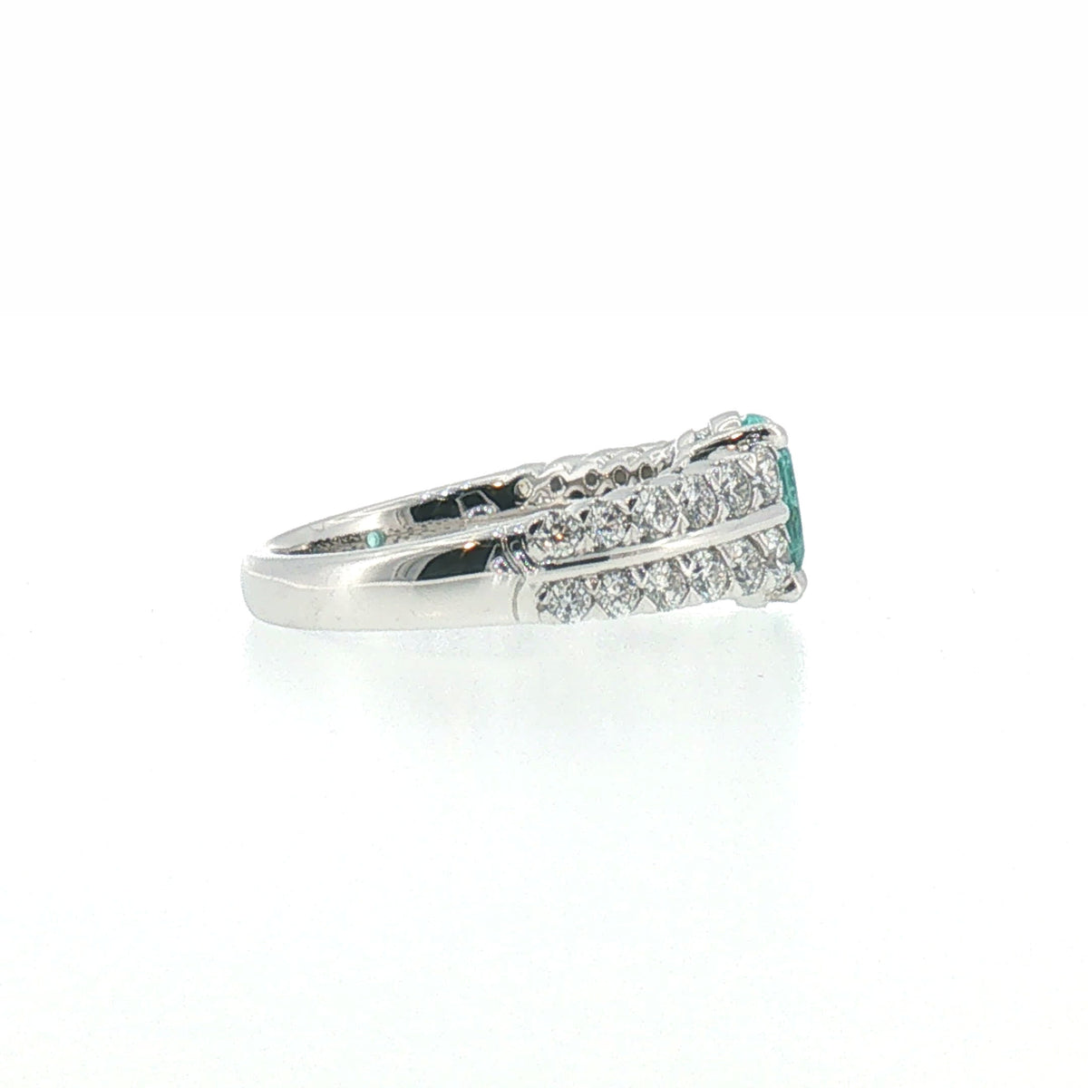 Oval Greenish-Blue Tourmaline Multi-Stone Ring in White Gold