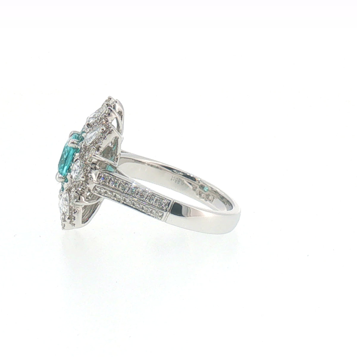 White Gold Greenish-Blue Tourmaline Starburst Cocktail Ring
