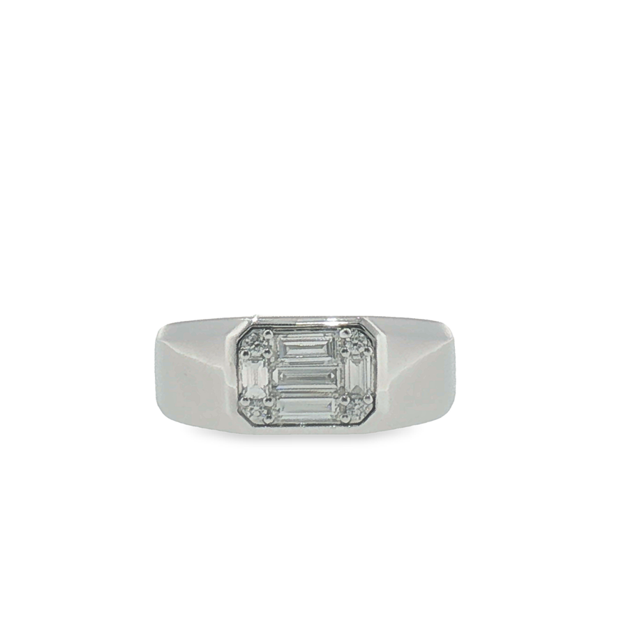 White Gold Composite Diamond Signet Ring