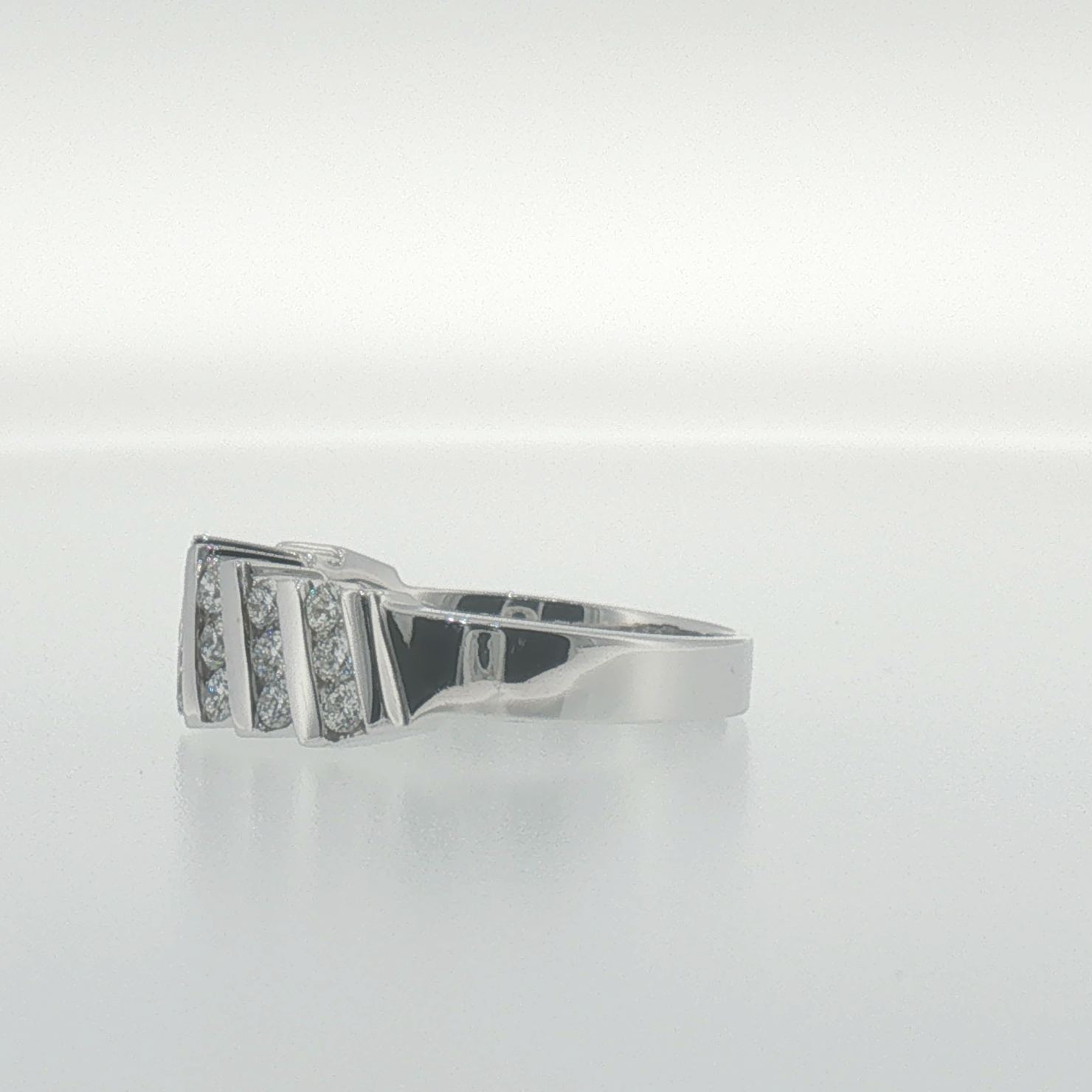 White Gold Diagonal Channel Diamond Band Ring