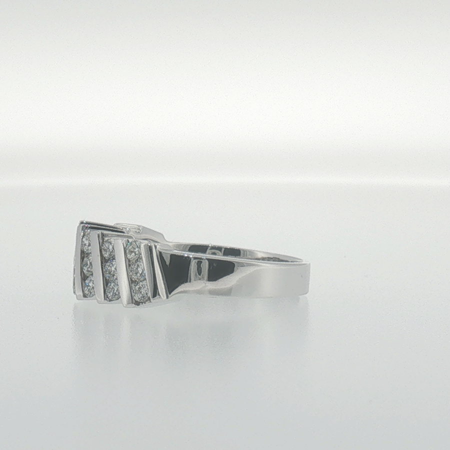 White Gold Diagonal Channel Diamond Band Ring