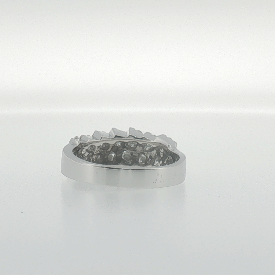 White Gold Diagonal Channel Diamond Band Ring
