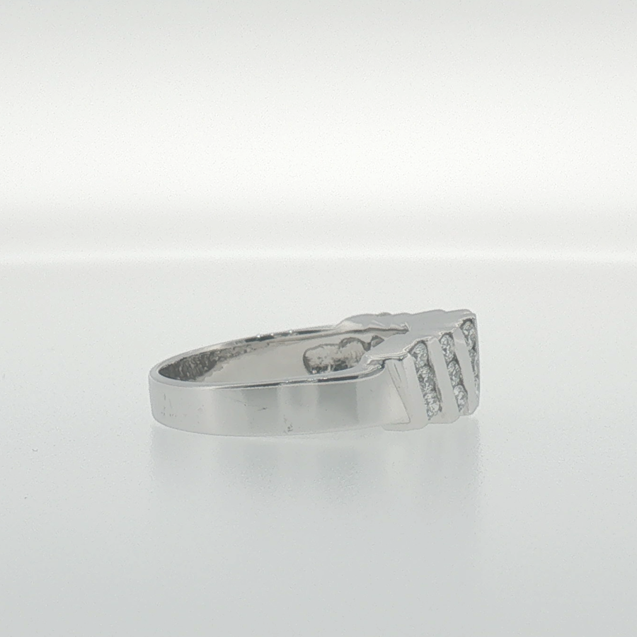 White Gold Diagonal Channel Diamond Band Ring
