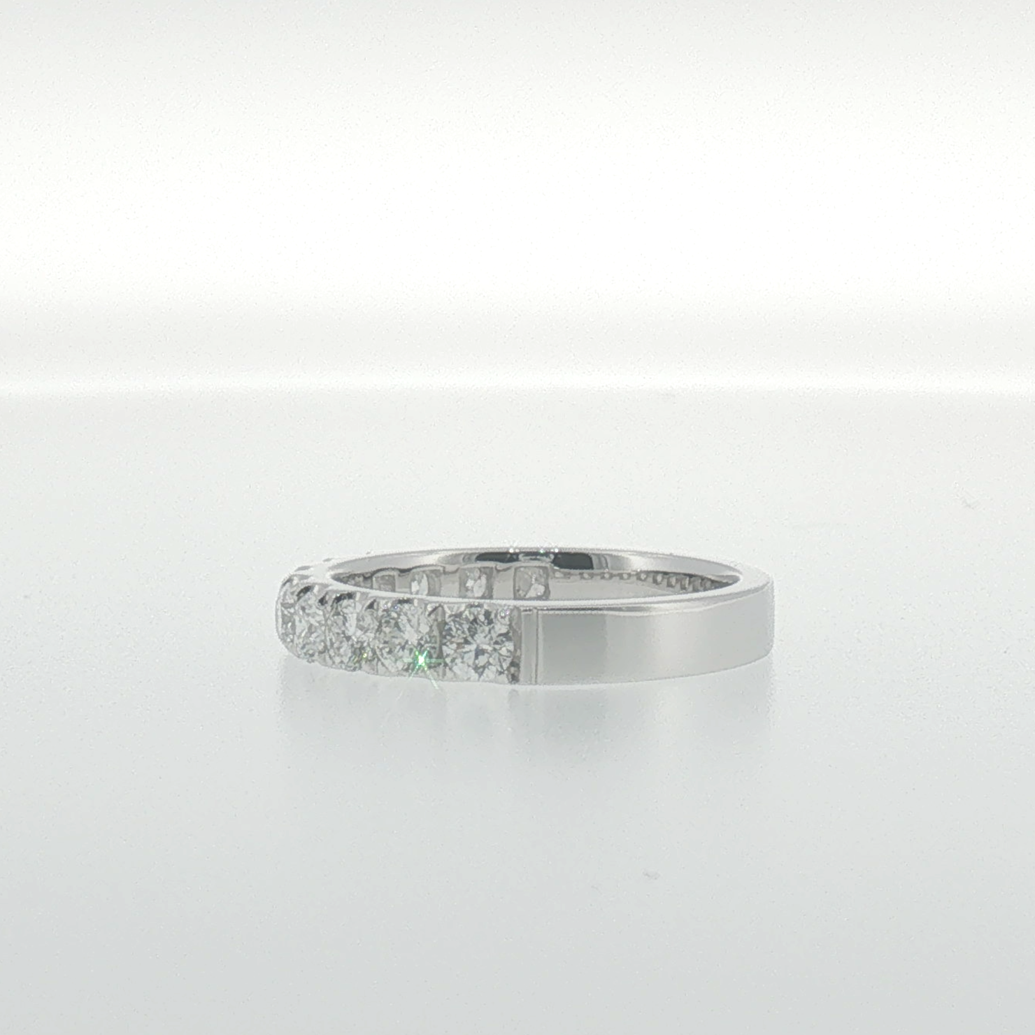 White Gold Round Diamond 'U' set Band