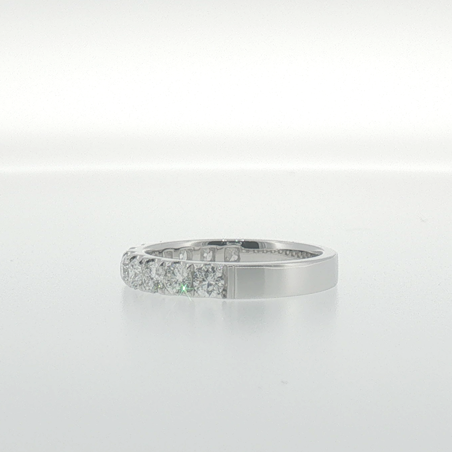 White Gold Round Diamond 'U' set Band