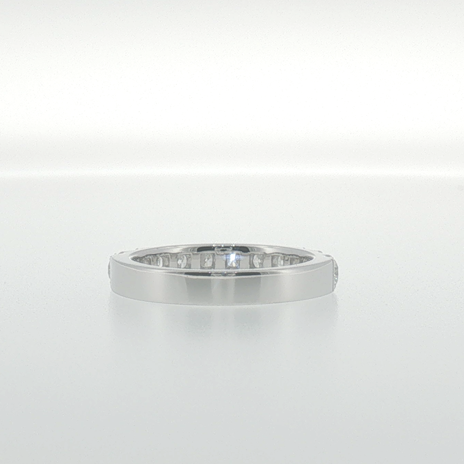 White Gold Round Diamond 'U' set Band