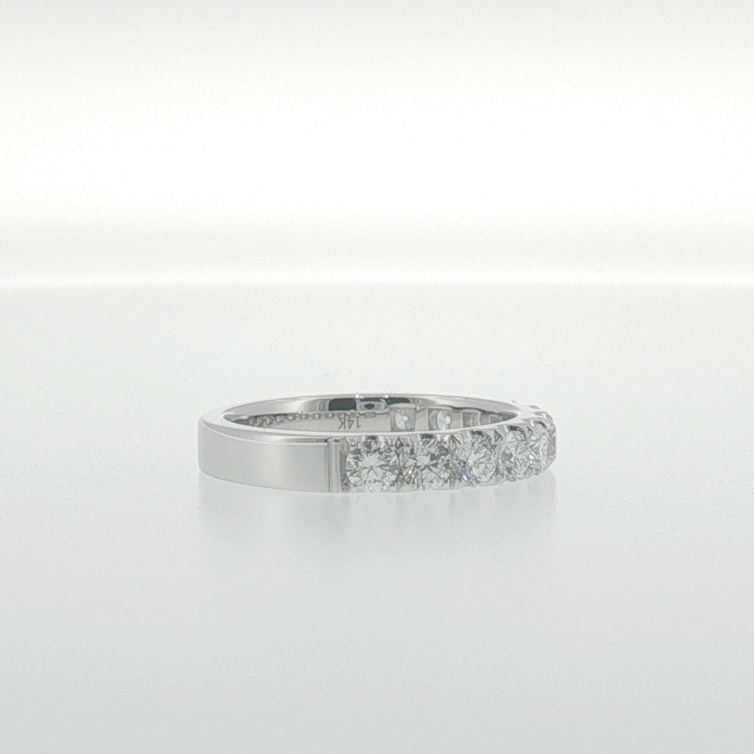 White Gold Round Diamond 'U' set Band