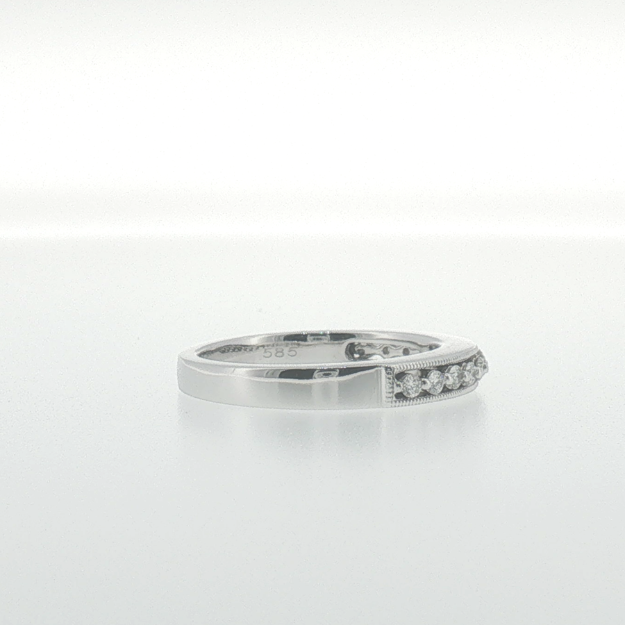 White Gold Diamond Band with Milgrain Edges