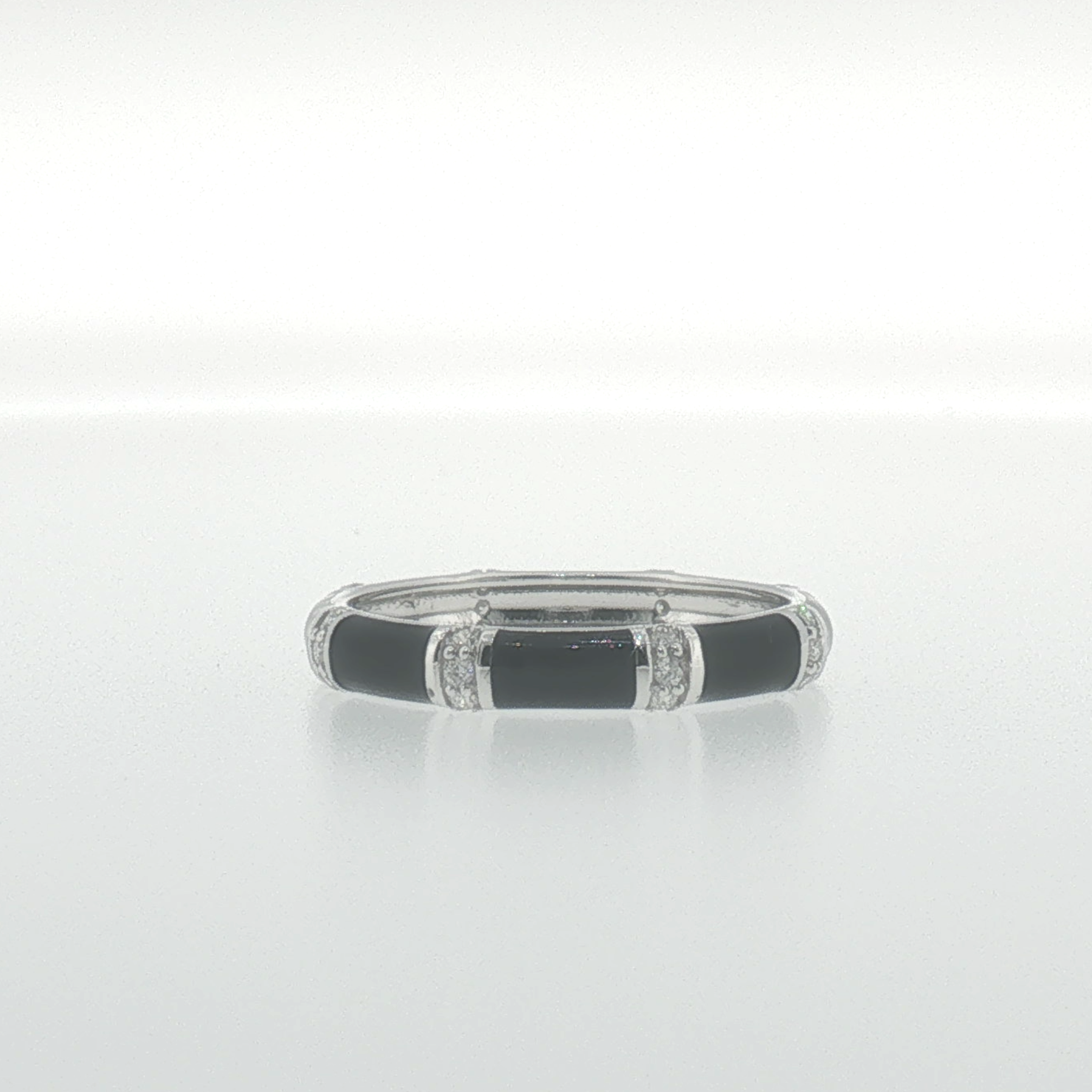 White Gold Onyx Segmented Band Ring