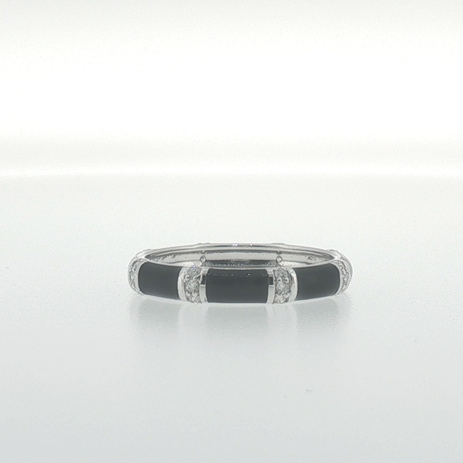 White Gold Onyx Segmented Band Ring