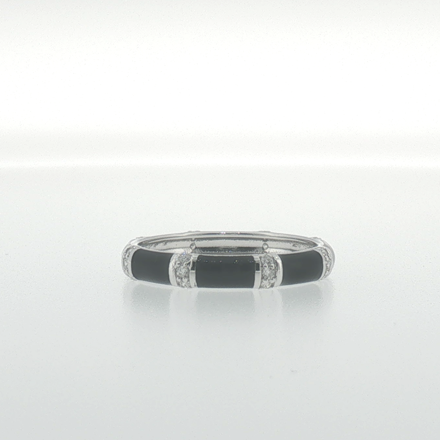 White Gold Onyx Segmented Band Ring