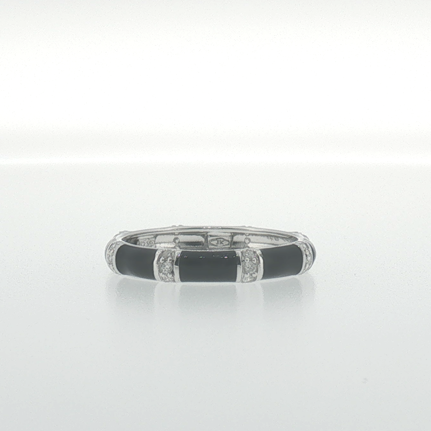 White Gold Onyx Segmented Band Ring