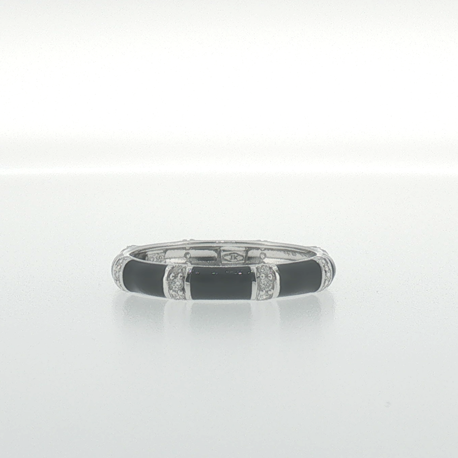 White Gold Onyx Segmented Band Ring