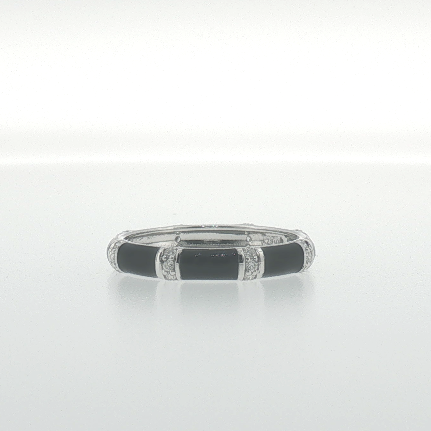 White Gold Onyx Segmented Band Ring