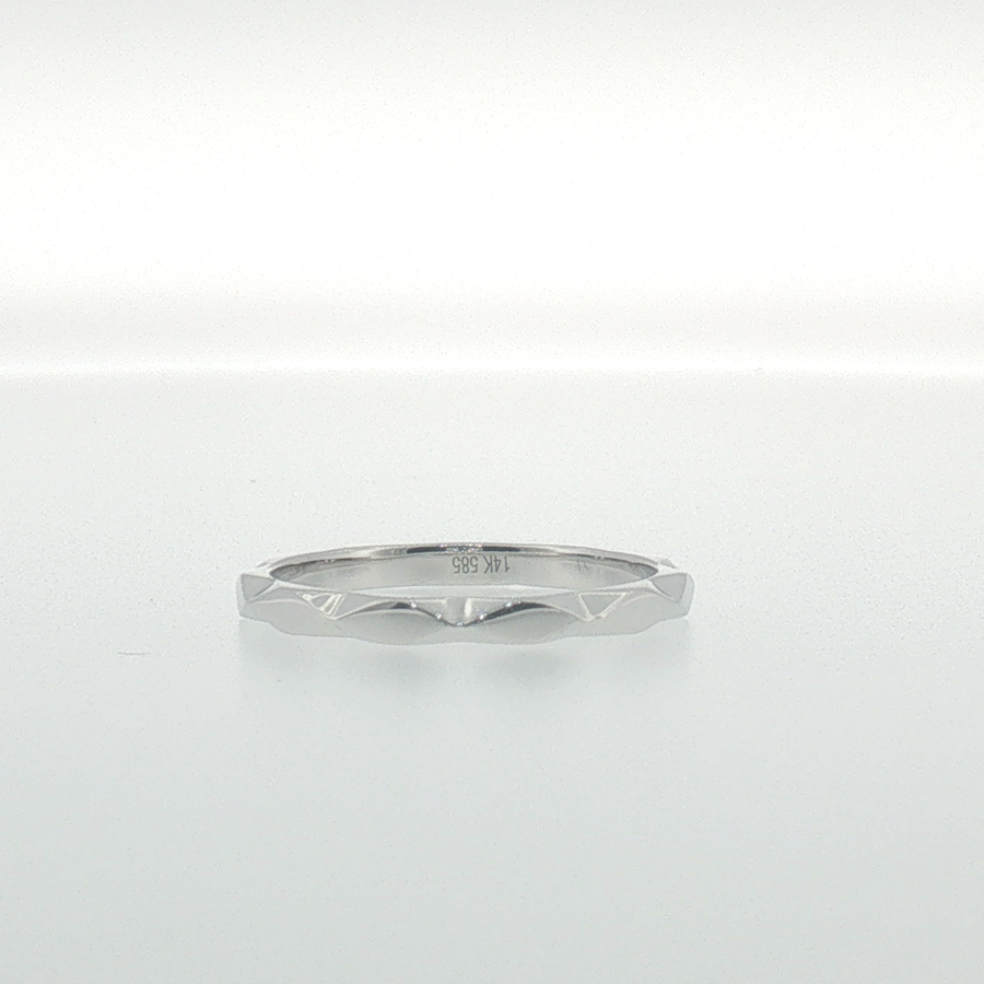 Faceted Geometric Band Ring in White Gold